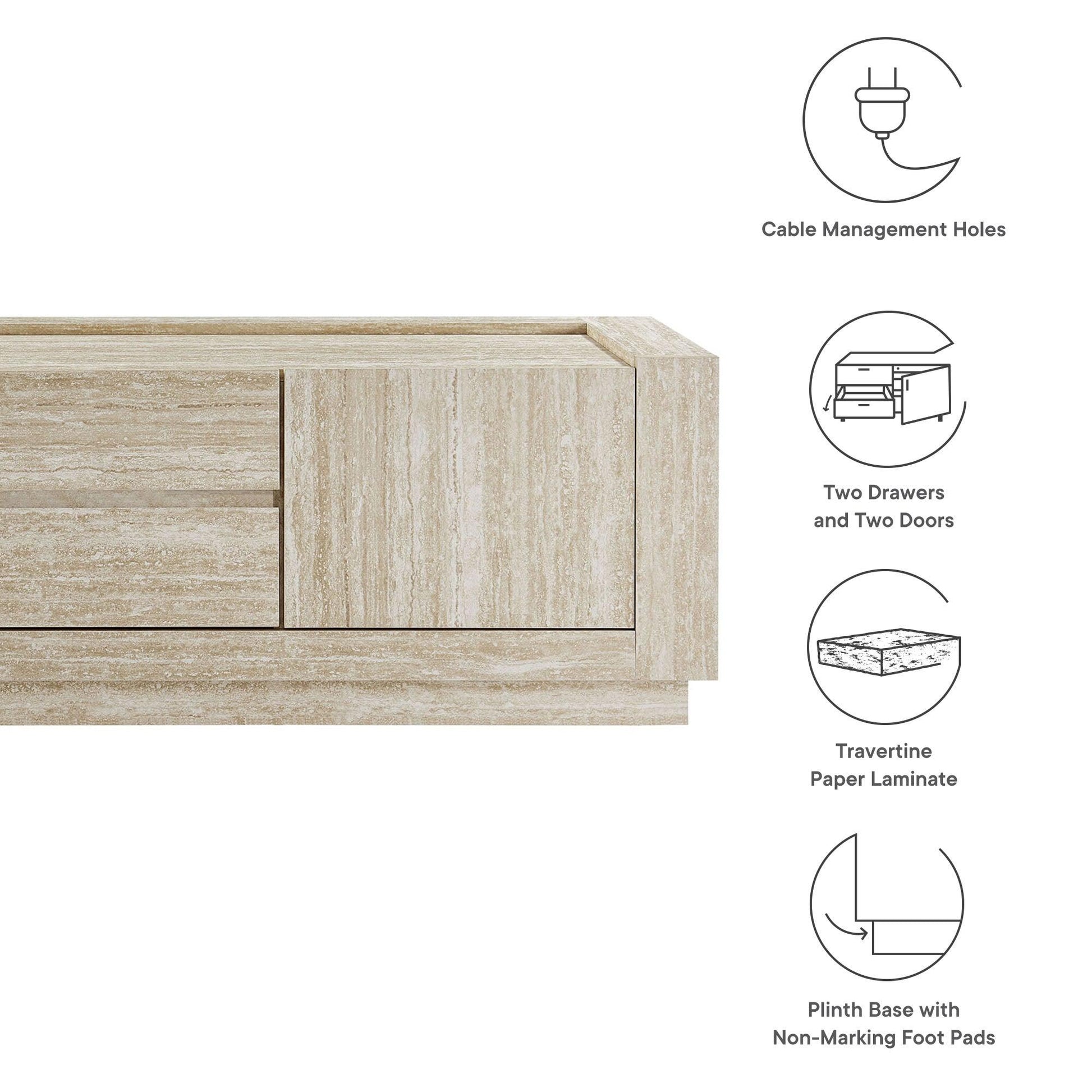 Hollis 59" Travertine TV Stand by Modway FredCo