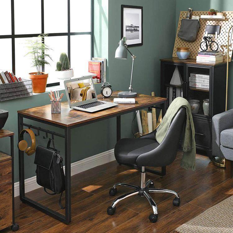 Home Office Desks, Rustic Brown, Black FredCo
