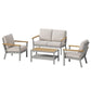 HOME Sencillo Collection - 4 Piece Patio Furniture Set, 2 Lounge Chairs, 1 Loveseat, 1 Coffee Table FredCo