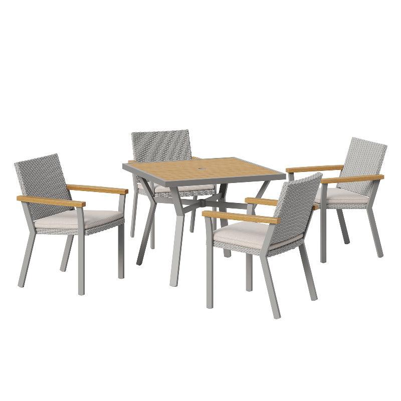 HOME Sencillo Collection - 5 Piece Patio Furniture Set, 4 Dining Chairs, 1 Dining Table FredCo