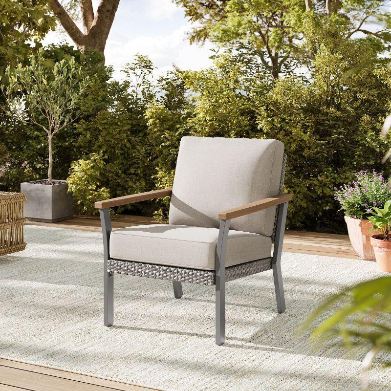 HOME Sencillo Collection - 6 Piece Patio Furniture Set, 1 Coffee Table, 1 Loveseat, 2 Lounge Chairs and 2 Ottomans FredCo