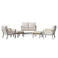 HOME Sencillo Collection - 6 Piece Patio Furniture Set, 1 Coffee Table, 1 Loveseat, 2 Lounge Chairs and 2 Ottomans FredCo