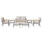 HOME Sencillo Collection -8 Piece Patio Furniture Set 1 Coffee Table 2 Small Coffee Tables 1 Loveseat 2 Lounge Chairs and 2 Ottomans Beige FredCo