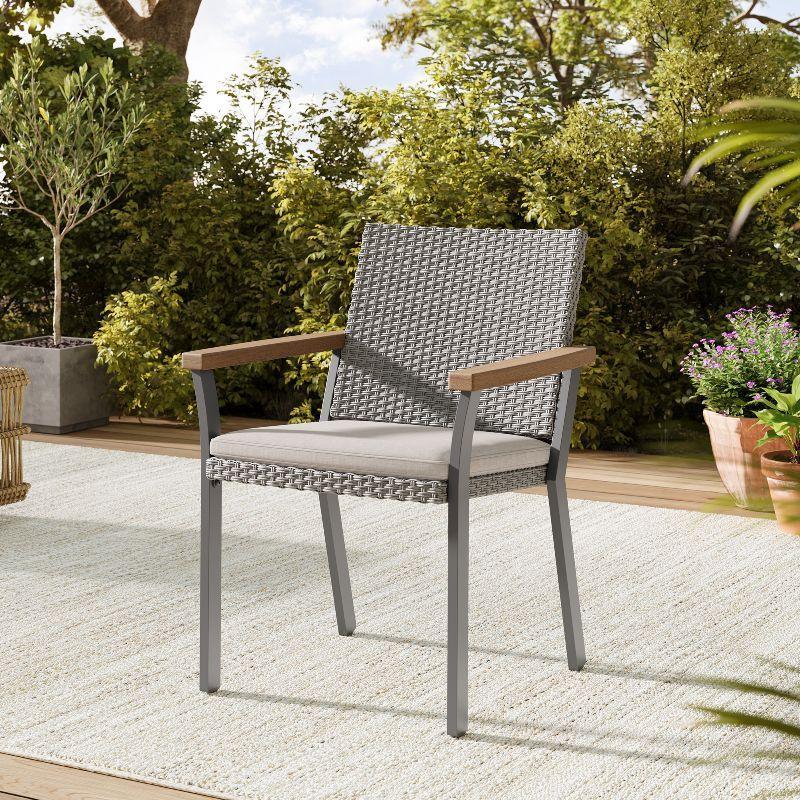 HOME Sencillo Collection - Dining Chair with Faux Wood Armrests FredCo
