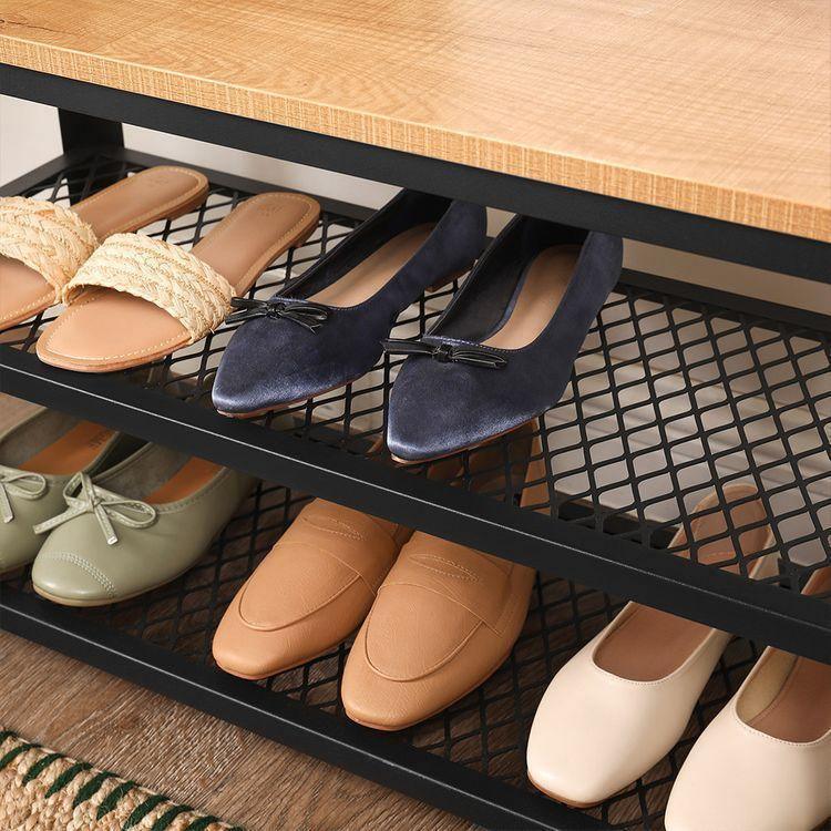 Honey Brown Shoe Bench FredCo