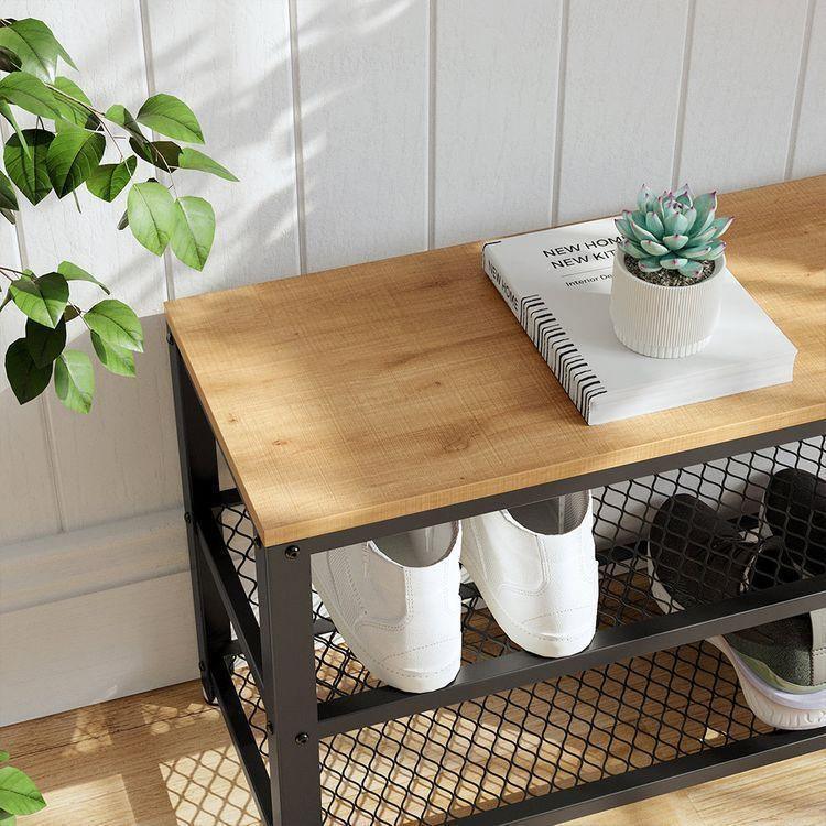 Honey Brown Shoe Bench FredCo