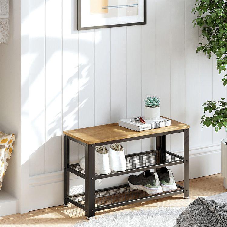 Honey Brown Shoe Bench FredCo