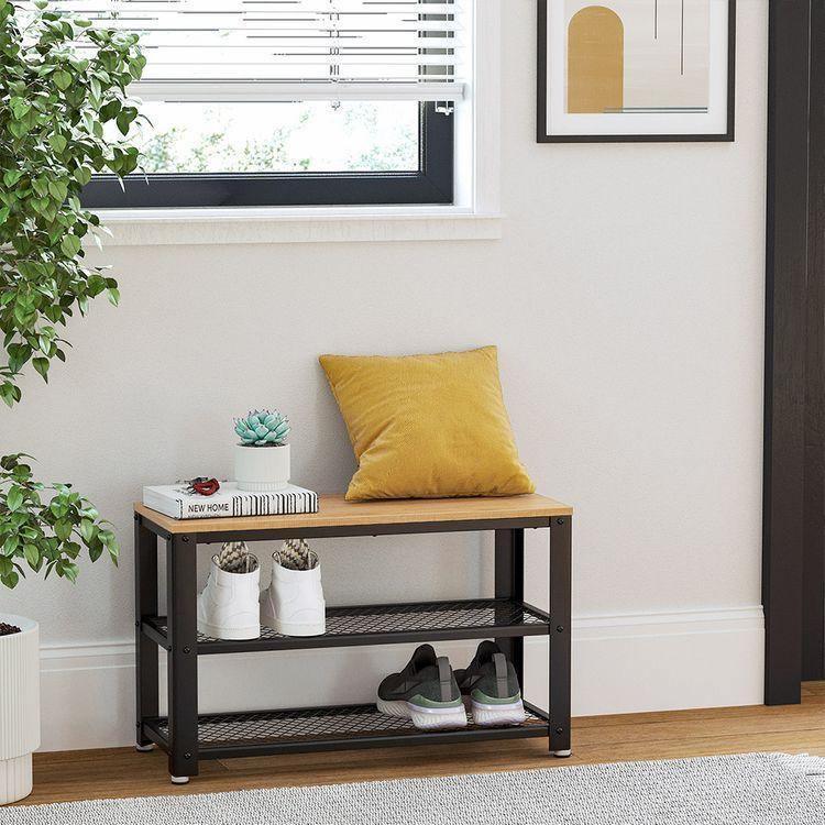 Honey Brown Shoe Bench FredCo
