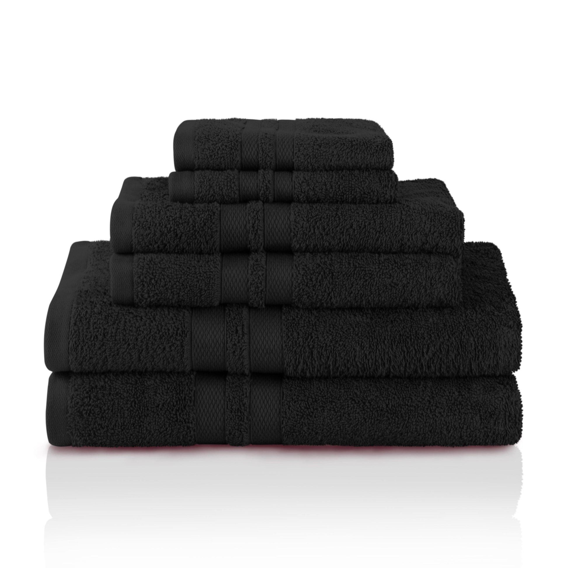 Honeycomb 100% Combed Cotton 500GSM Solitaire Border 6-Piece Towel Set FredCo