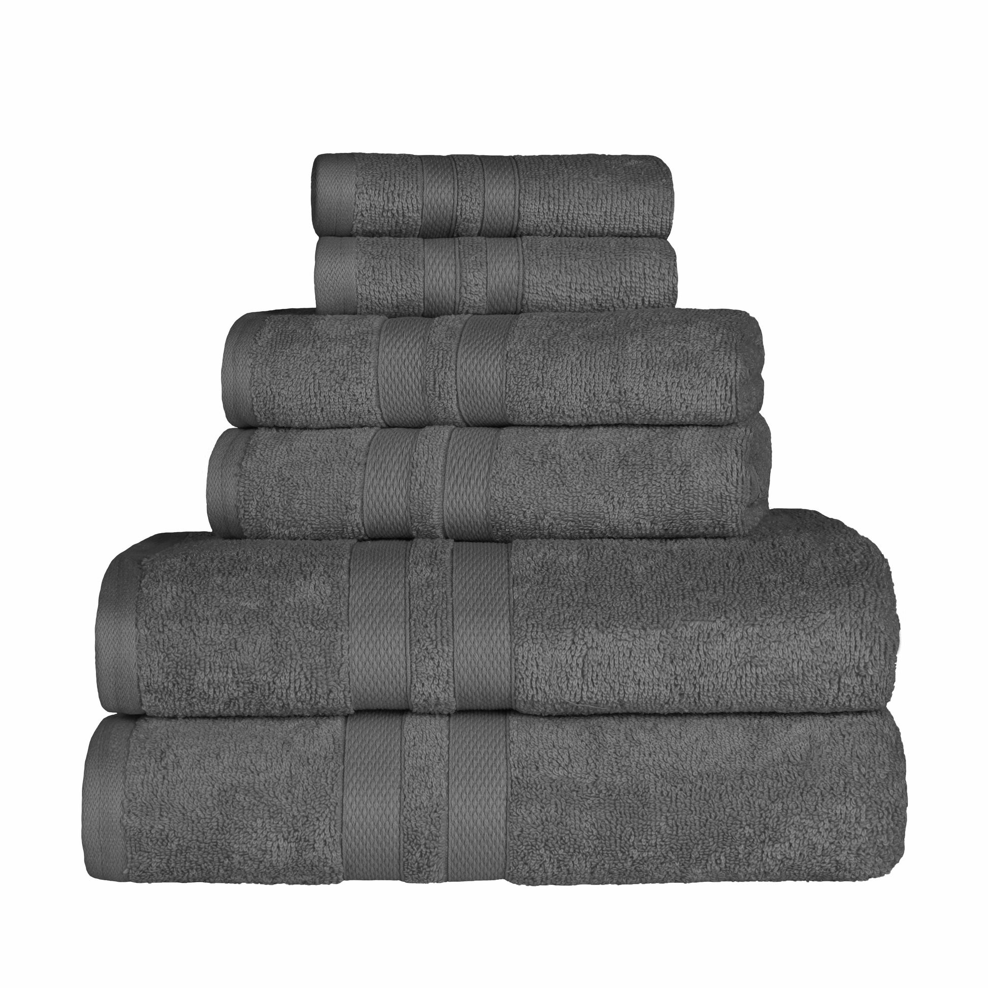 Honeycomb 100% Combed Cotton 500GSM Solitaire Border 6-Piece Towel Set FredCo