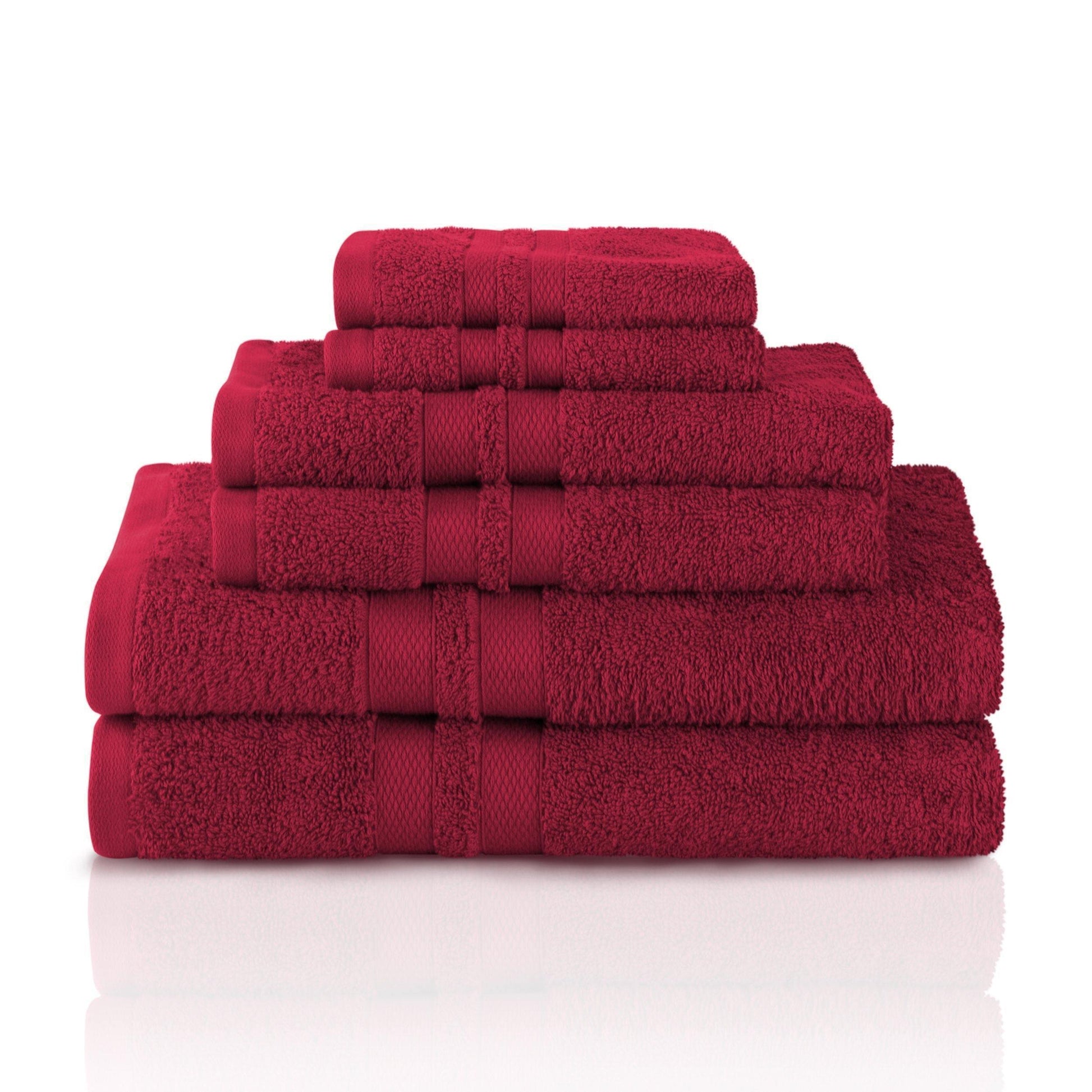 Honeycomb 100% Combed Cotton 500GSM Solitaire Border 6-Piece Towel Set FredCo