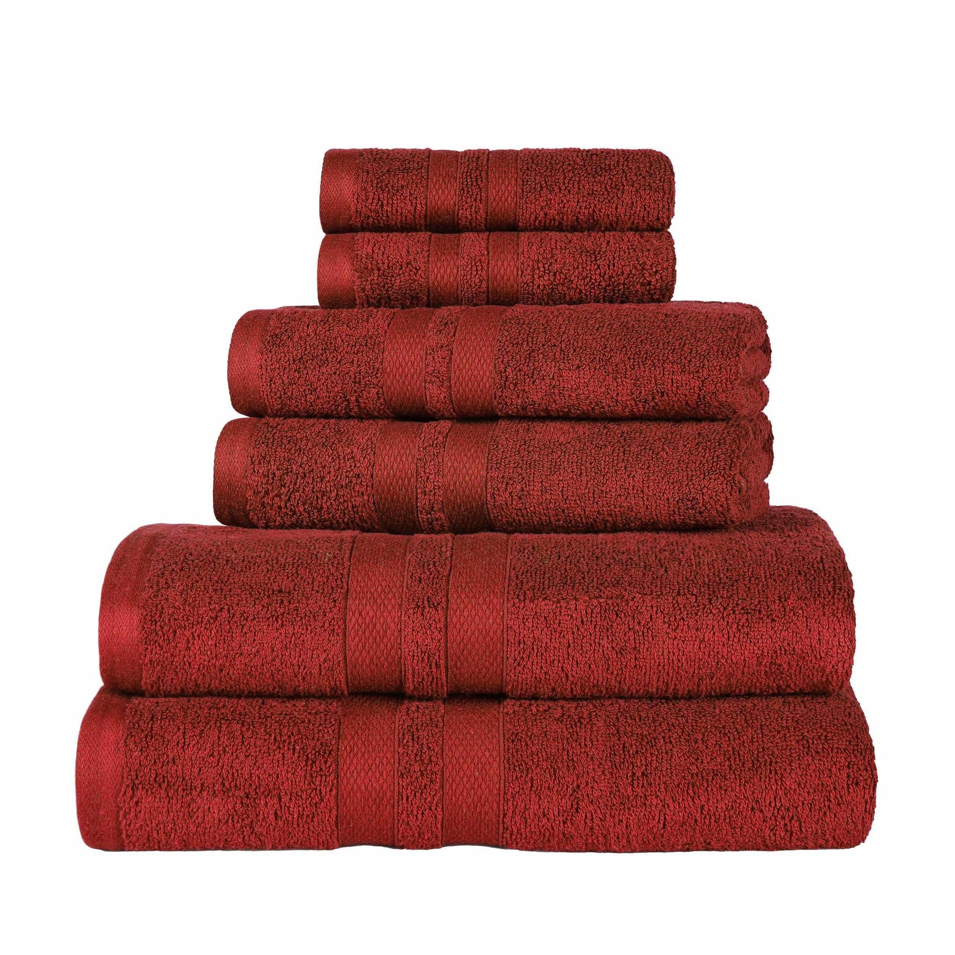 Honeycomb 100% Combed Cotton 500GSM Solitaire Border 6-Piece Towel Set FredCo