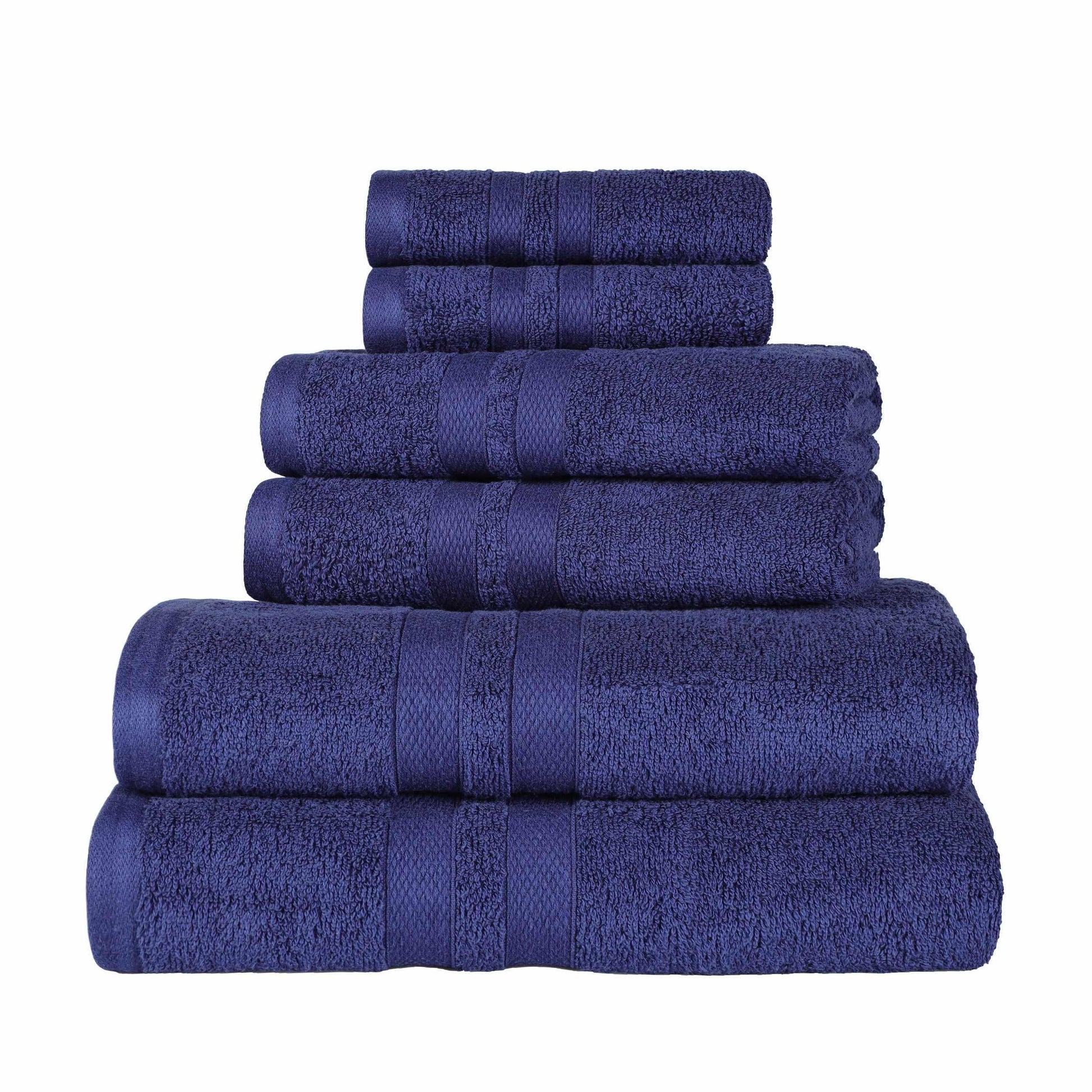 Honeycomb 100% Combed Cotton 500GSM Solitaire Border 6-Piece Towel Set FredCo