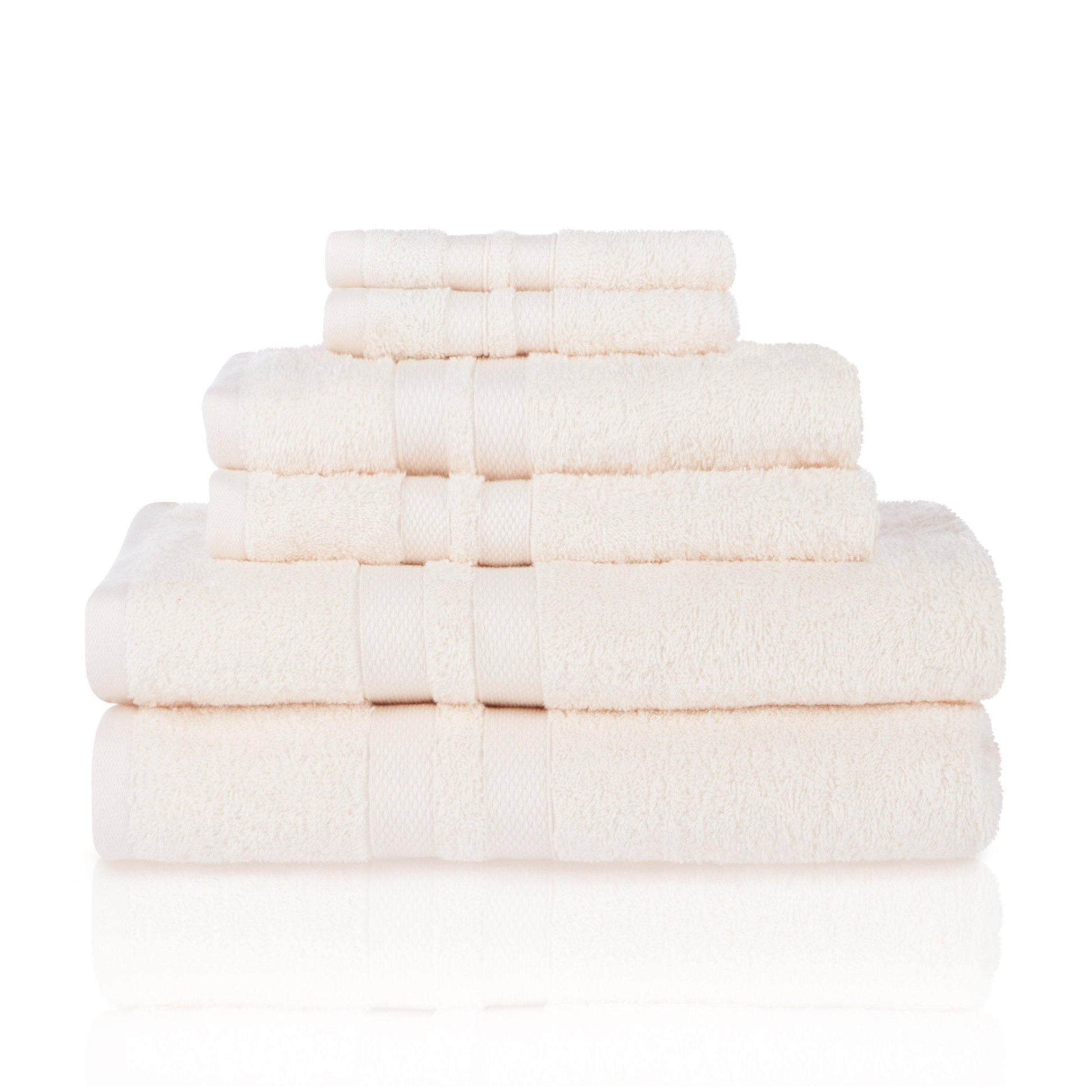 Honeycomb 100% Combed Cotton 500GSM Solitaire Border 6-Piece Towel Set FredCo