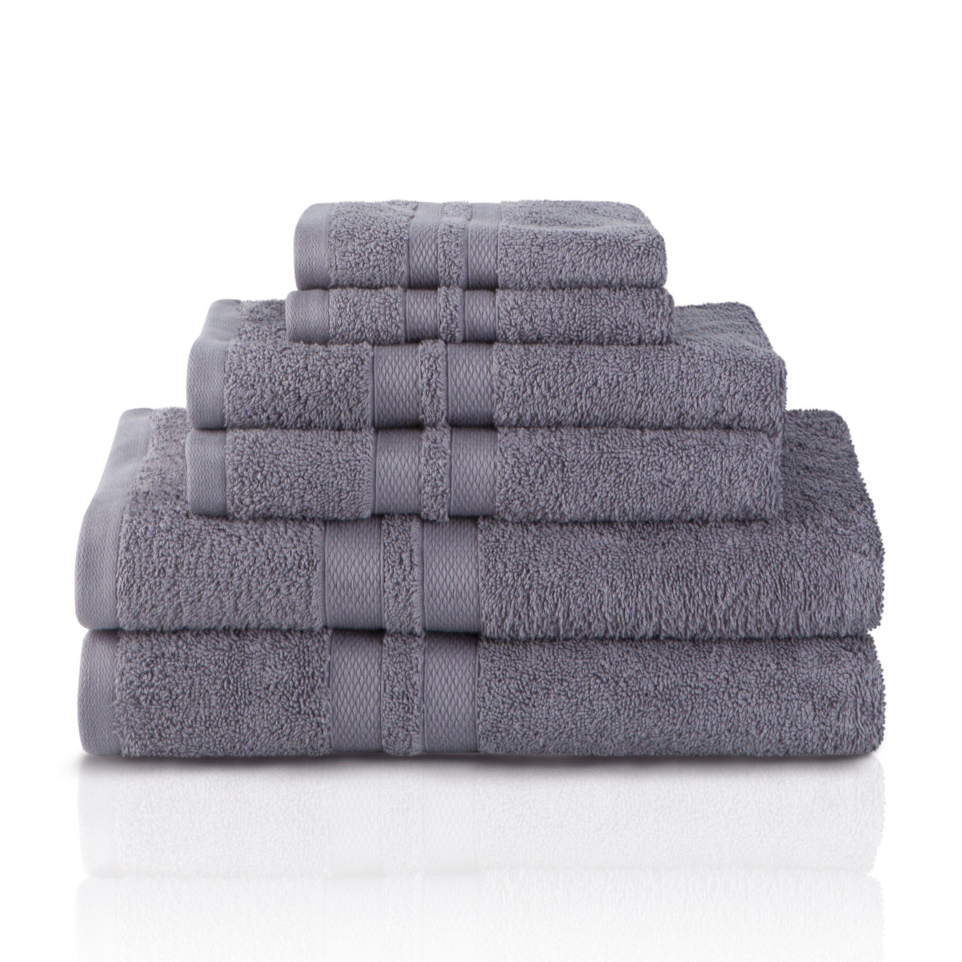 Honeycomb 100% Combed Cotton 500GSM Solitaire Border 6-Piece Towel Set FredCo