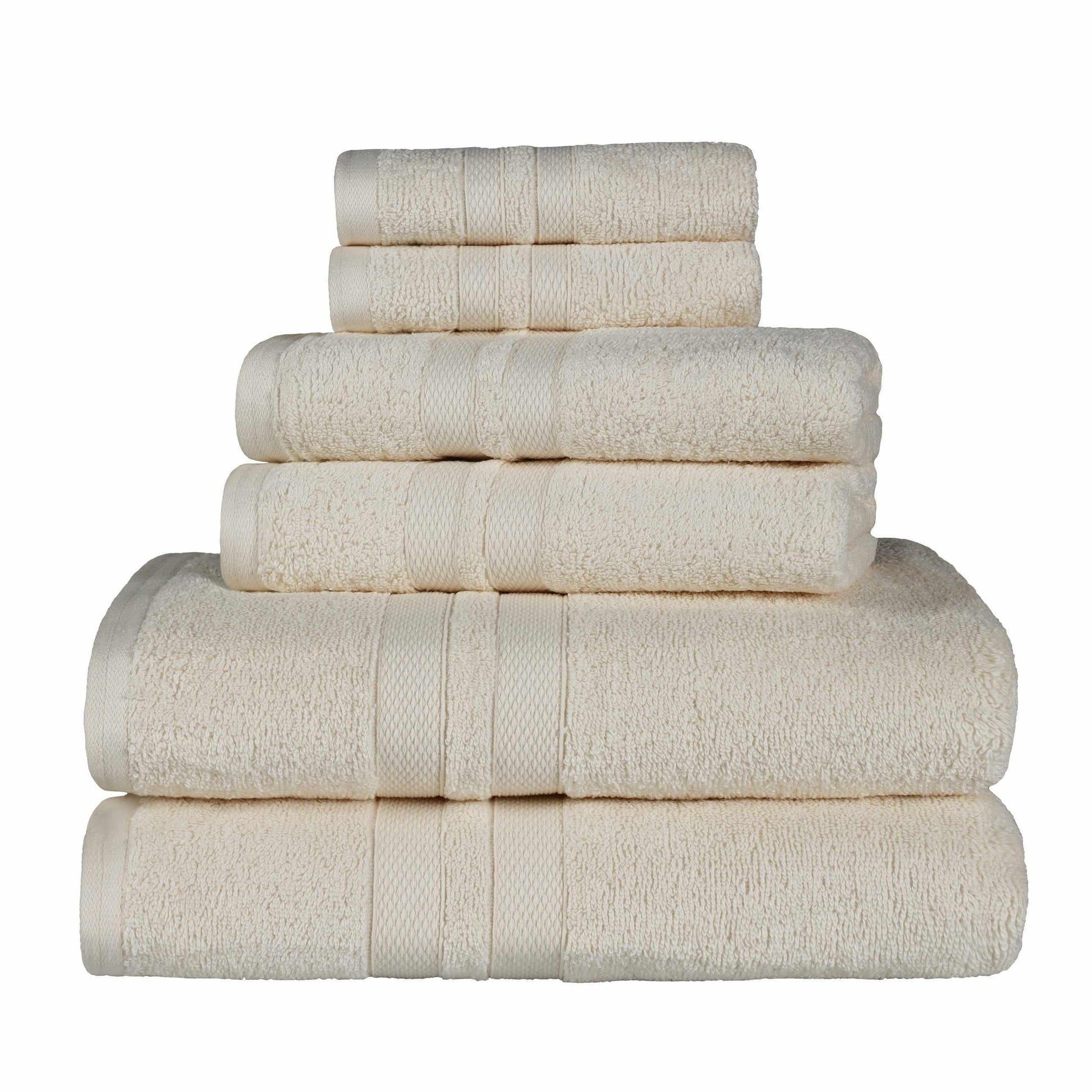 Honeycomb 100% Combed Cotton 500GSM Solitaire Border 6-Piece Towel Set FredCo