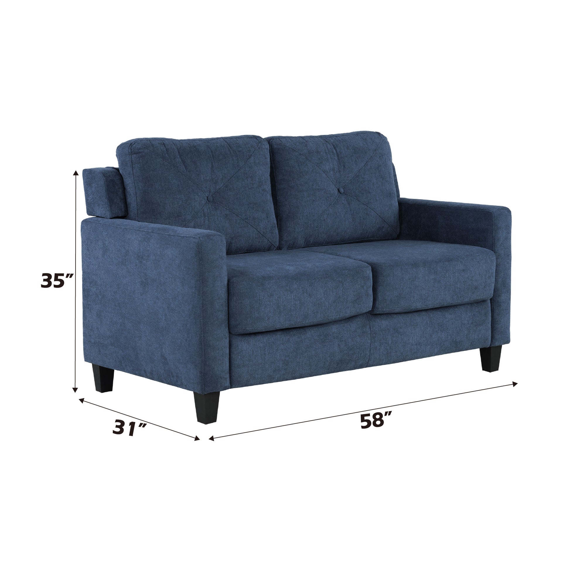 Horatio Navy Chenille 2 Seater Loveseat FredCo
