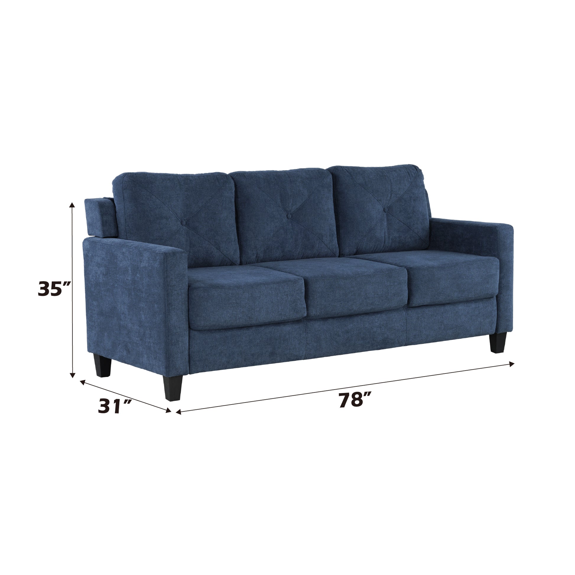 Horatio Navy Chenille 3 Seater Sofa FredCo