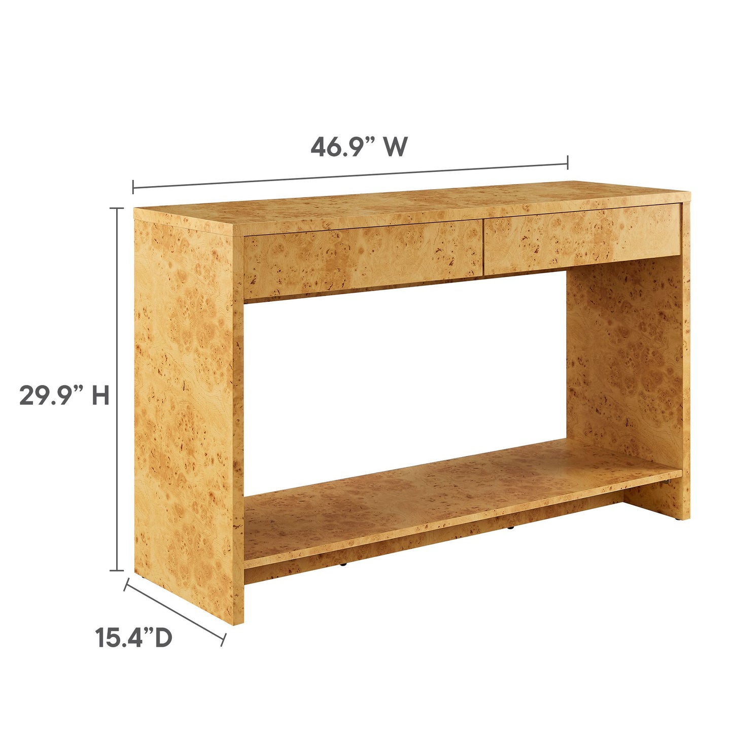Hudson 2-Drawer Burl Wood Console Table by Modway EEI-6857 FredCo