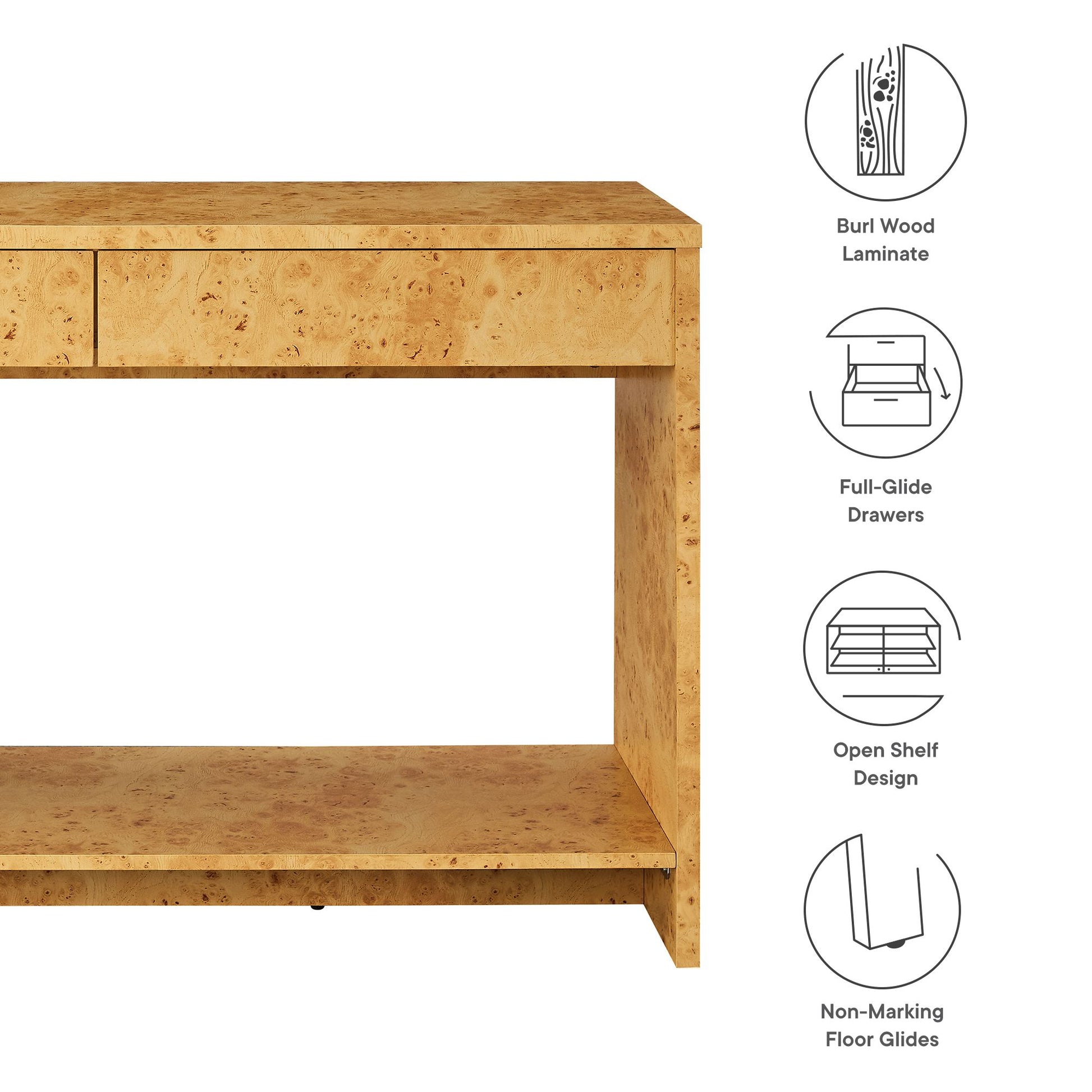 Hudson 2-Drawer Burl Wood Console Table by Modway EEI-6857 FredCo