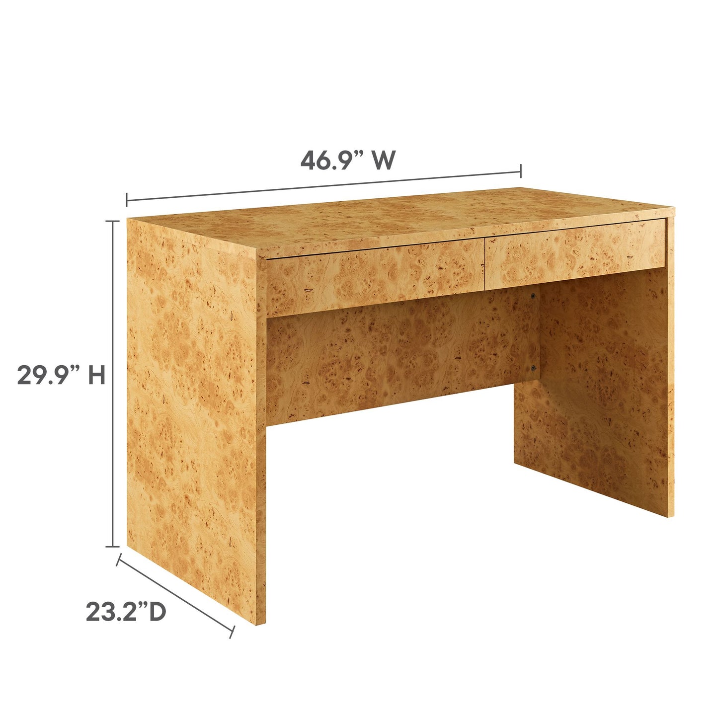 Hudson 2-Drawer Burl Wood Desk by Modway EEI-6858 FredCo