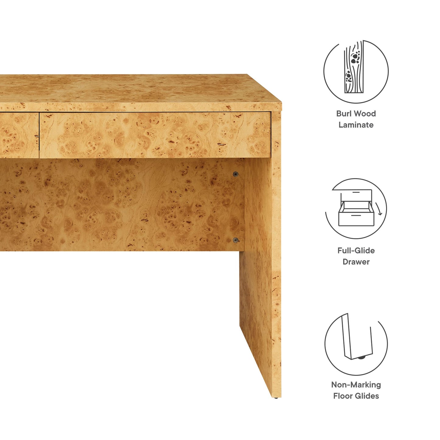 Hudson 2-Drawer Burl Wood Desk by Modway EEI-6858 FredCo