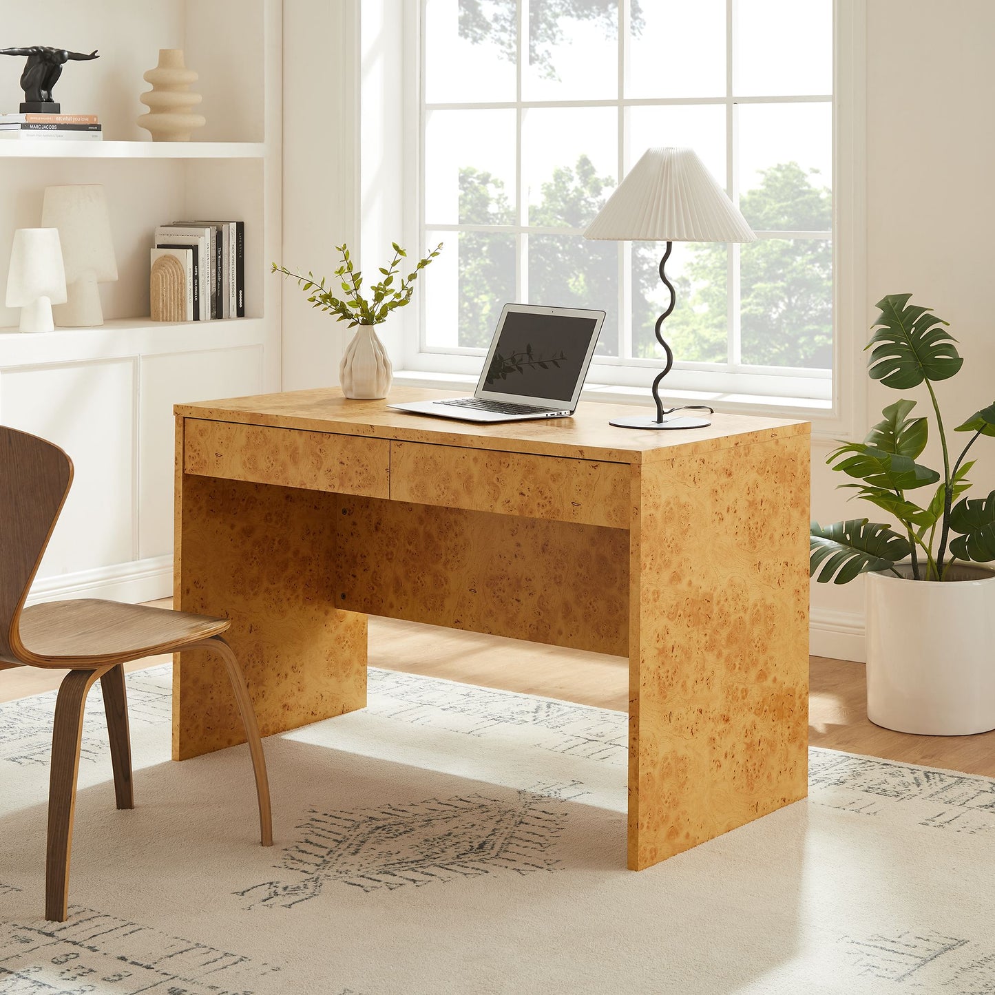 Hudson 2-Drawer Burl Wood Desk by Modway EEI-6858 FredCo