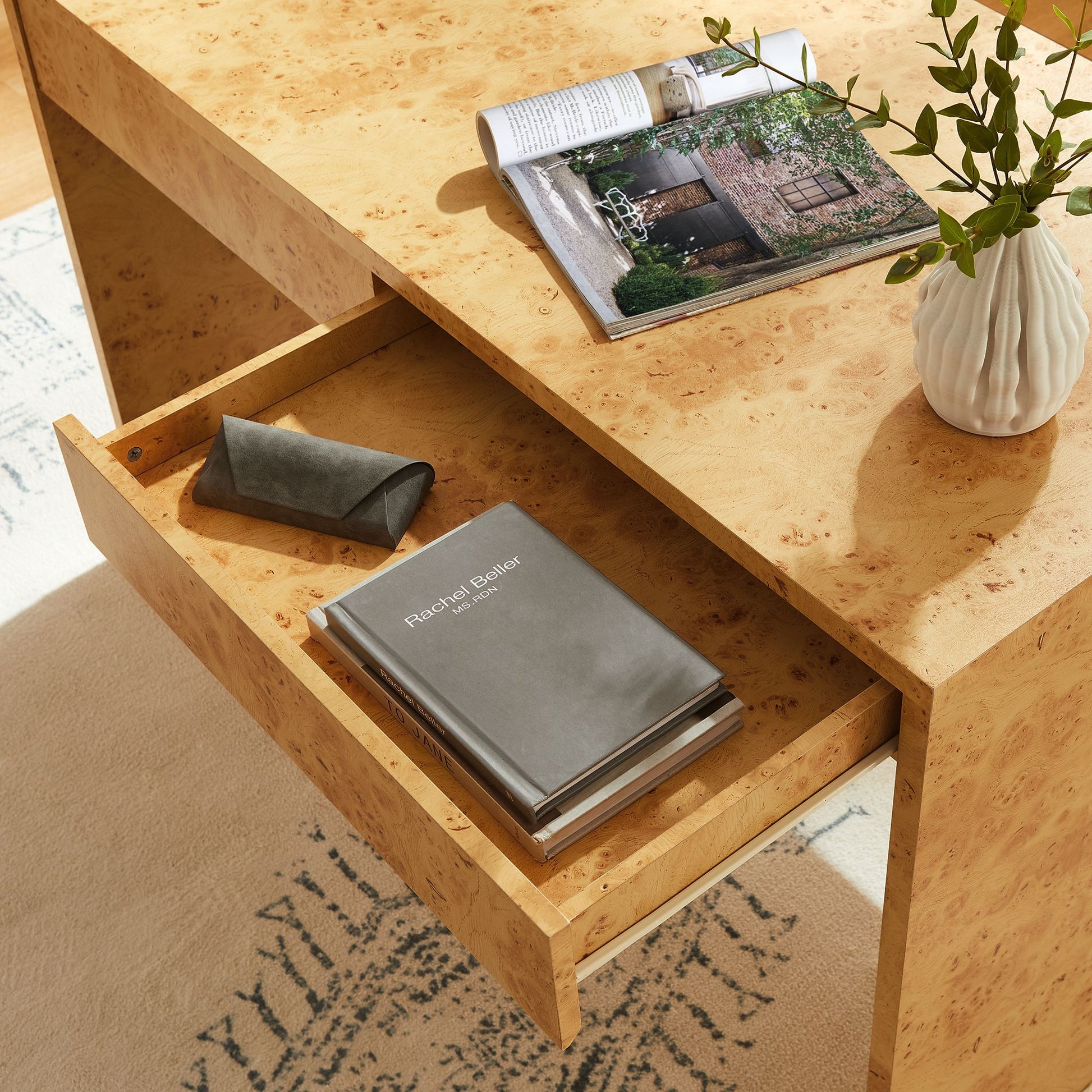 Hudson 2-Drawer Burl Wood Desk by Modway EEI-6858 FredCo
