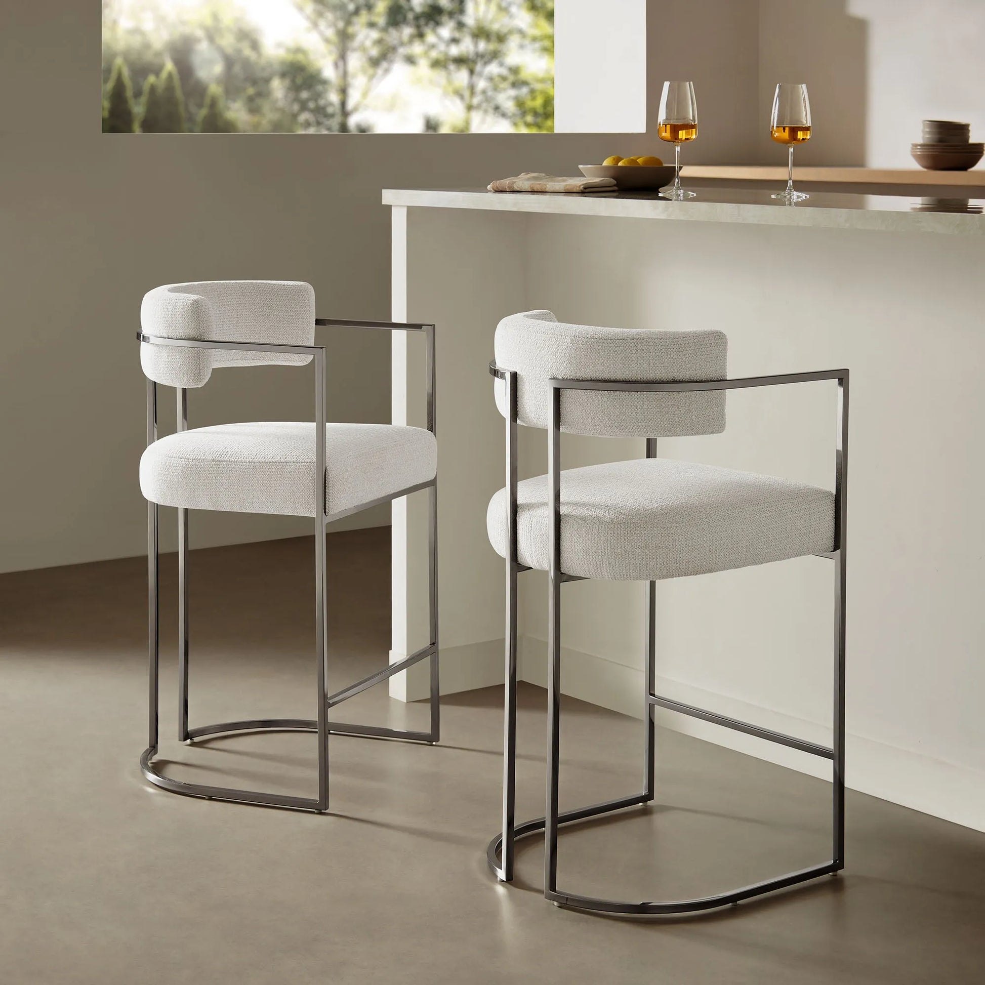 Huron Curved Back Fabric and Metal Counter Stool by Modway EEI-7227 FredCo