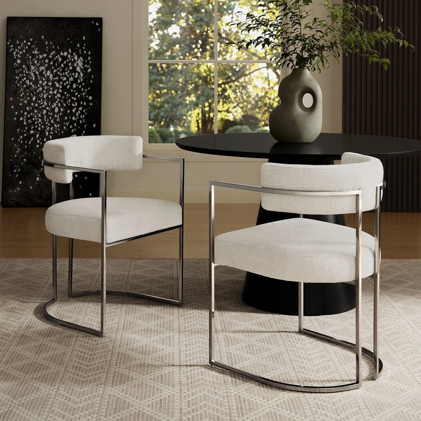 Huron Curved Back Fabric and Metal Dining Accent Chair by Modway EEI-7228 FredCo