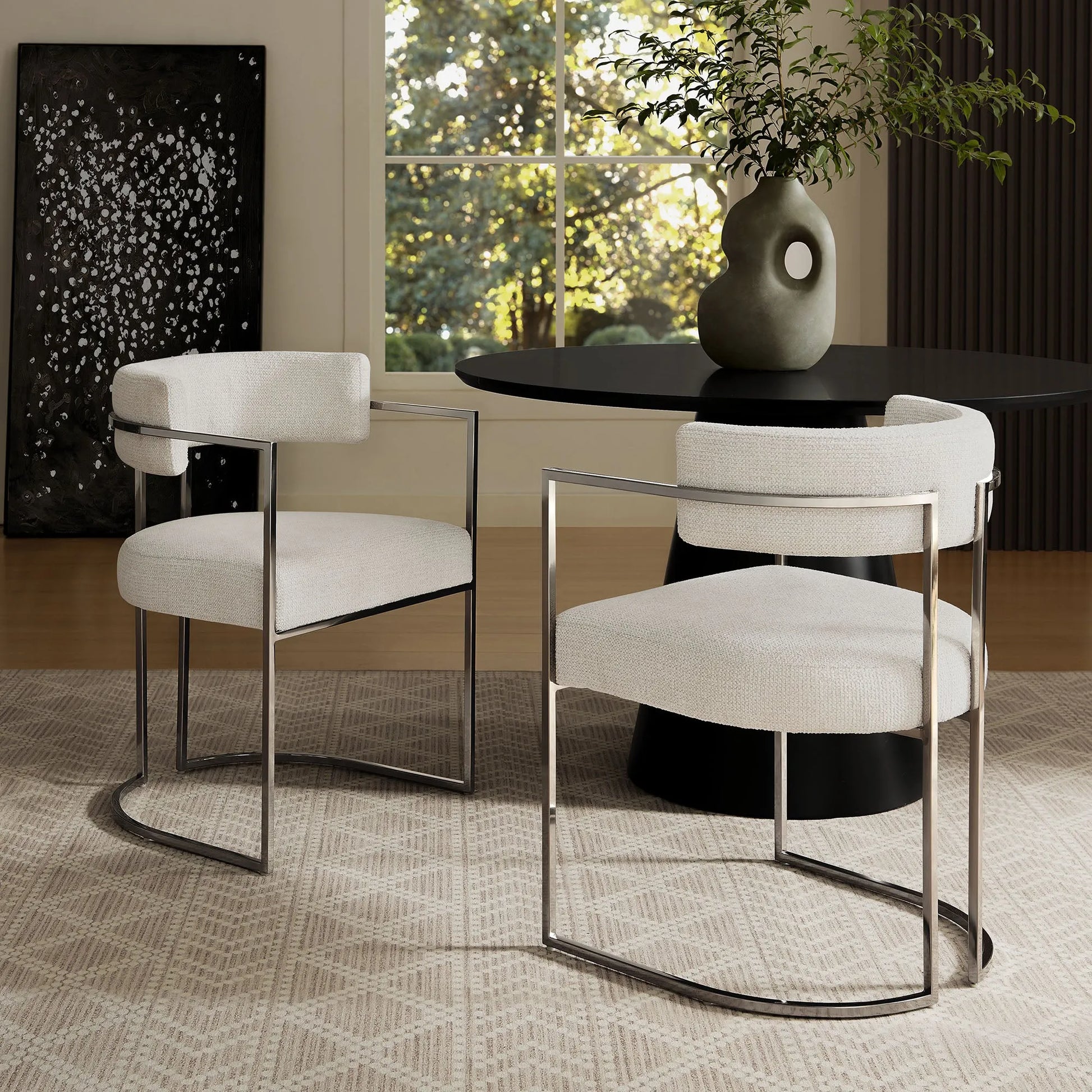 Huron Curved Back Fabric and Metal Dining Accent Chair by Modway EEI-7228 FredCo