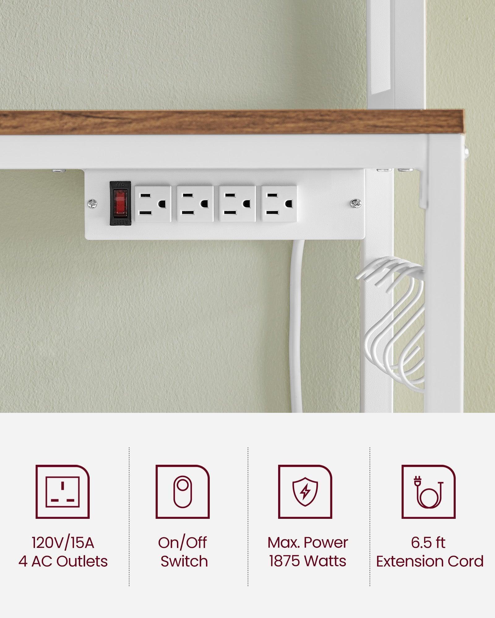 Hutch Bakers Rack with Power Outlet FredCo