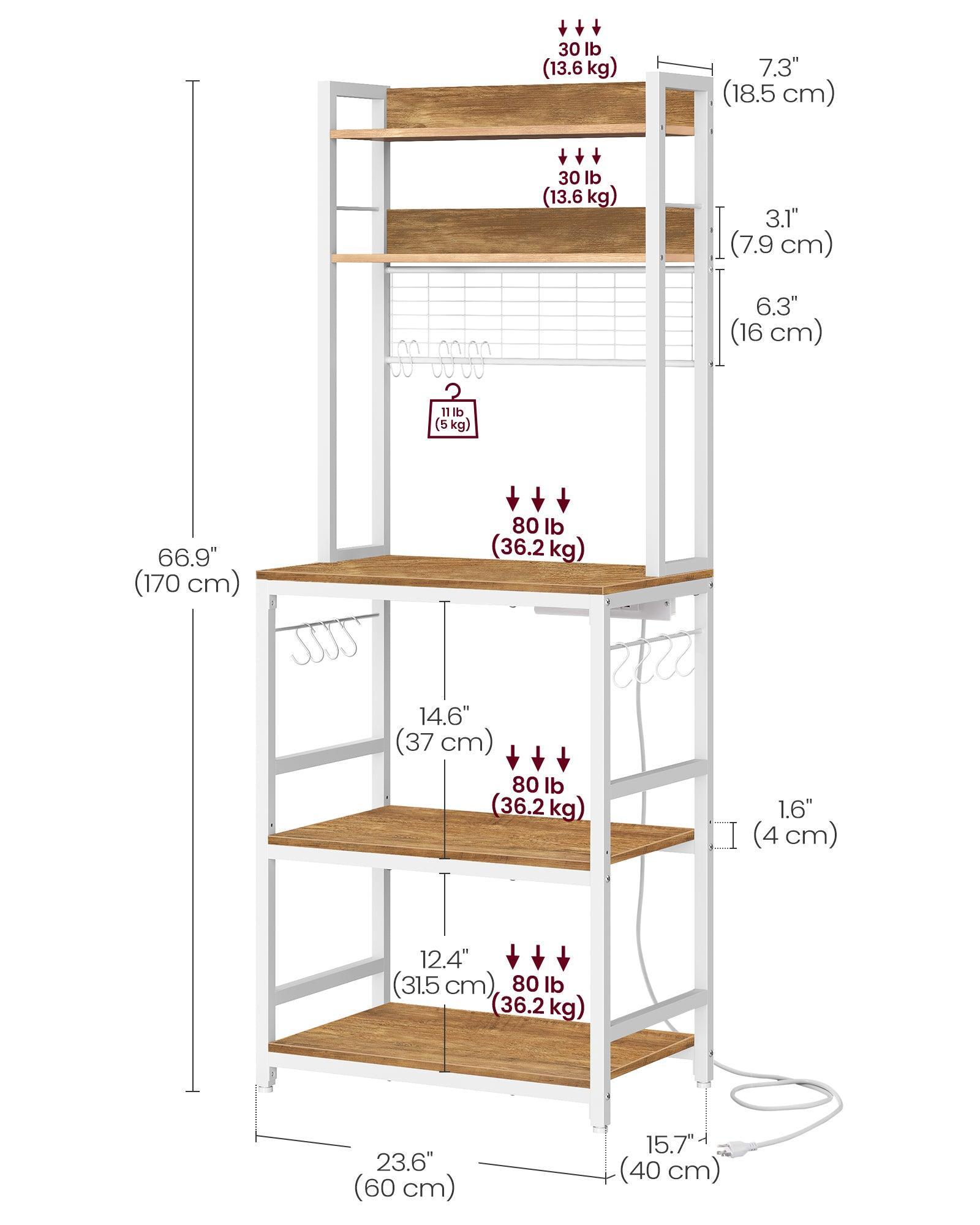Hutch Bakers Rack with Power Outlet FredCo