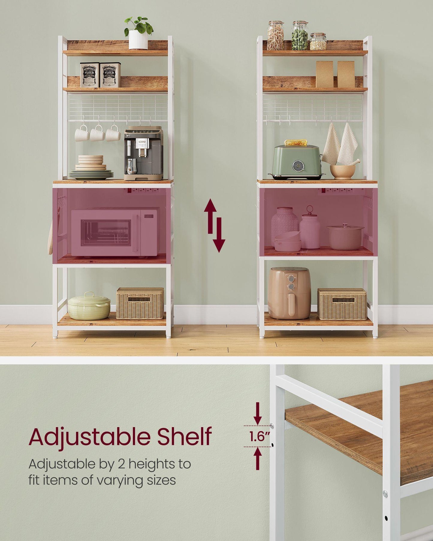 Hutch Bakers Rack with Power Outlet FredCo