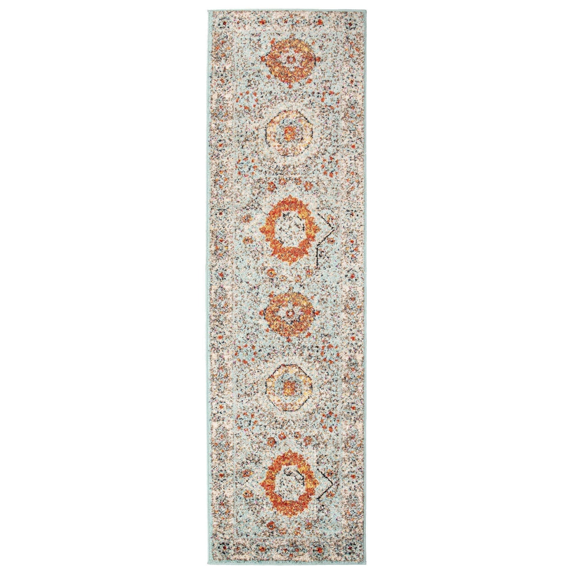 Idalia Vintage Contemporary Floral Light Blue Rug FredCo
