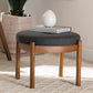 Iliana Japandi Dark Grey Fabric and Walnut Brown Finished Wood Ottoman Footstool FredCo