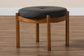 Iliana Japandi Dark Grey Fabric and Walnut Brown Finished Wood Ottoman Footstool FredCo