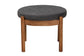 Iliana Japandi Dark Grey Fabric and Walnut Brown Finished Wood Ottoman Footstool FredCo