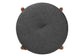 Iliana Japandi Dark Grey Fabric and Walnut Brown Finished Wood Ottoman Footstool FredCo