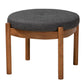 Iliana Japandi Dark Grey Fabric and Walnut Brown Finished Wood Ottoman Footstool FredCo