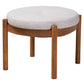 Iliana Japandi Greyish Beige Fabric and Walnut Brown Finished Wood Ottoman Footstool FredCo