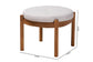 Iliana Japandi Greyish Beige Fabric and Walnut Brown Finished Wood Ottoman Footstool FredCo