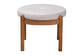 Iliana Japandi Greyish Beige Fabric and Walnut Brown Finished Wood Ottoman Footstool FredCo