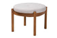Iliana Japandi Greyish Beige Fabric and Walnut Brown Finished Wood Ottoman Footstool FredCo