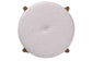 Iliana Japandi Greyish Beige Fabric and Walnut Brown Finished Wood Ottoman Footstool FredCo