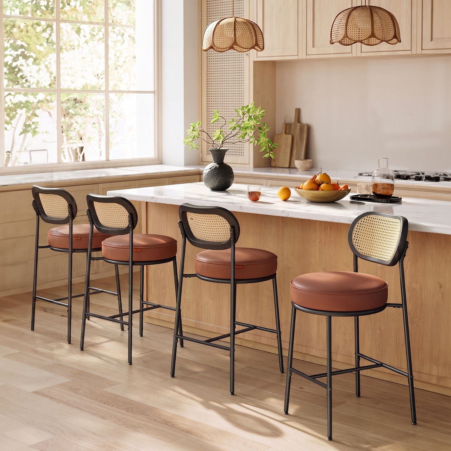 VASAGLE Bar Stools Set of 4 – Caramel Brown