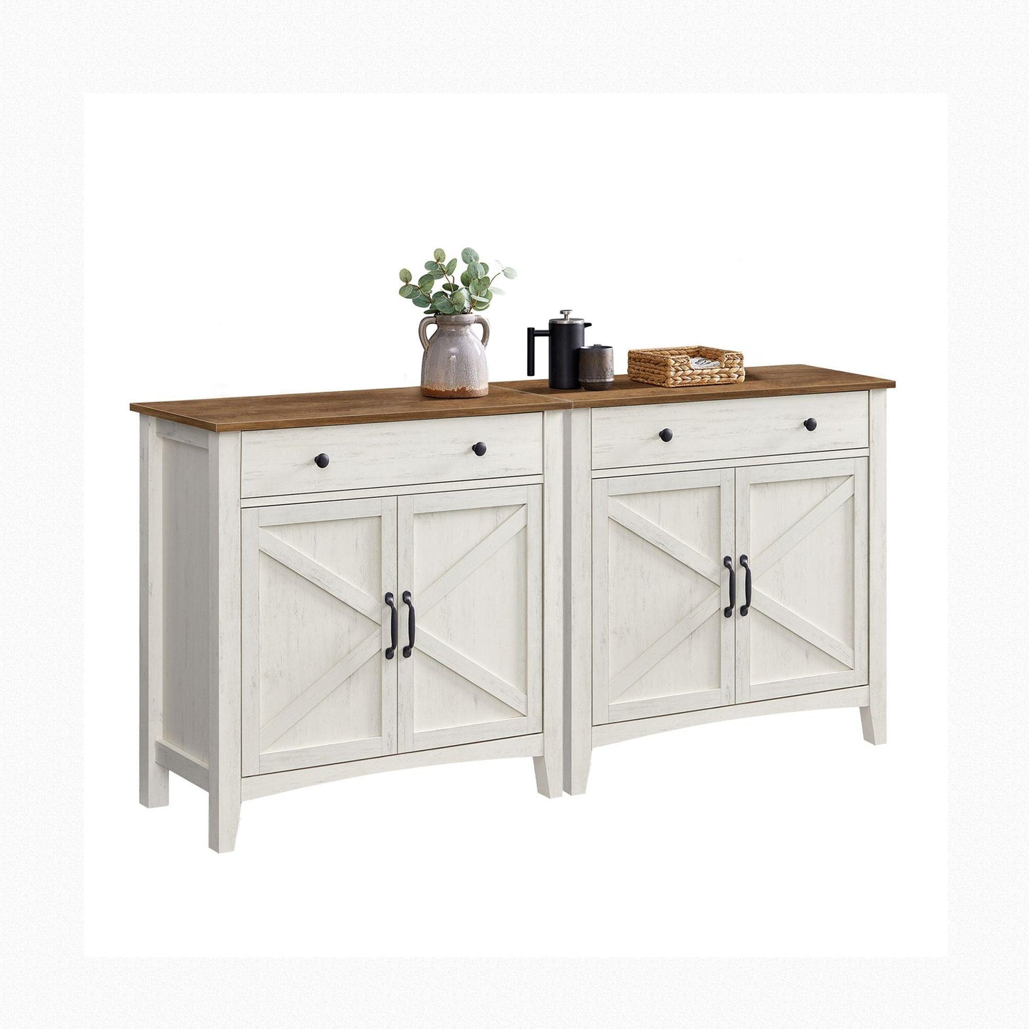 Buffet Cabinet Set of 2, Sideboard Cabinets with Storage and Drawer, with Doors, Height Adjustable Shelf