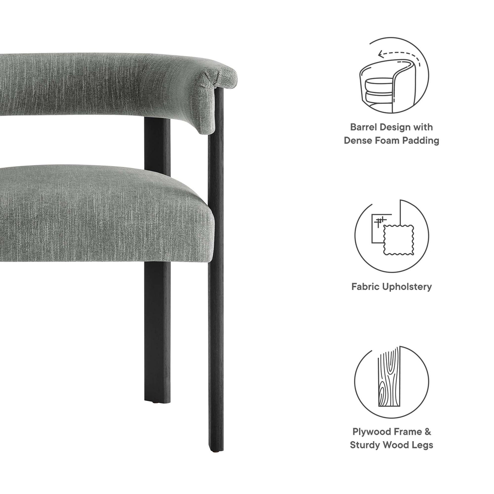 Imogen Fabric Upholstered Barrel Dining Chairs Set of 2 by Modway FredCo