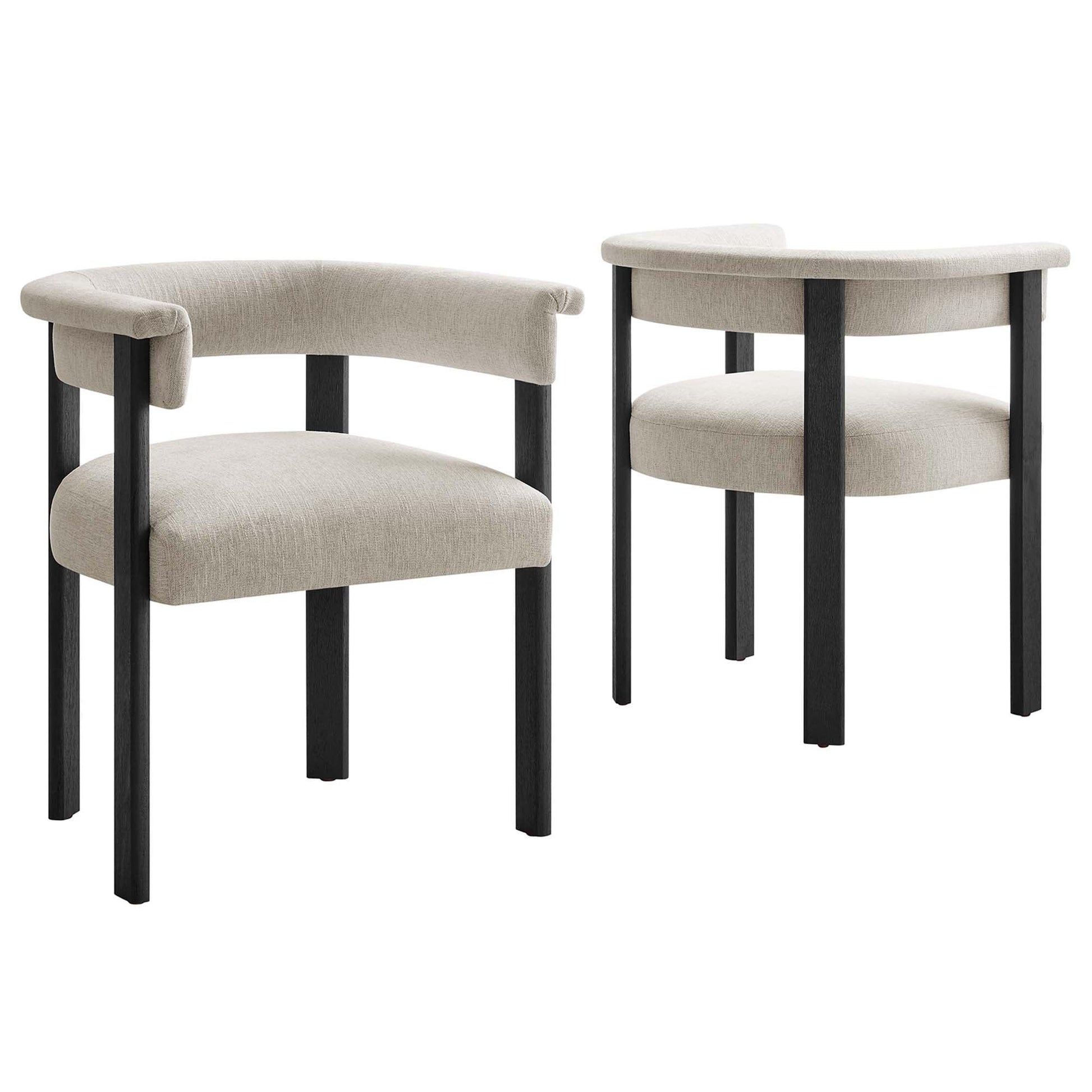 Imogen Fabric Upholstered Barrel Dining Chairs Set of 2 by Modway FredCo