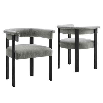 Imogen Fabric Upholstered Barrel Dining Chairs Set of 2 by Modway FredCo